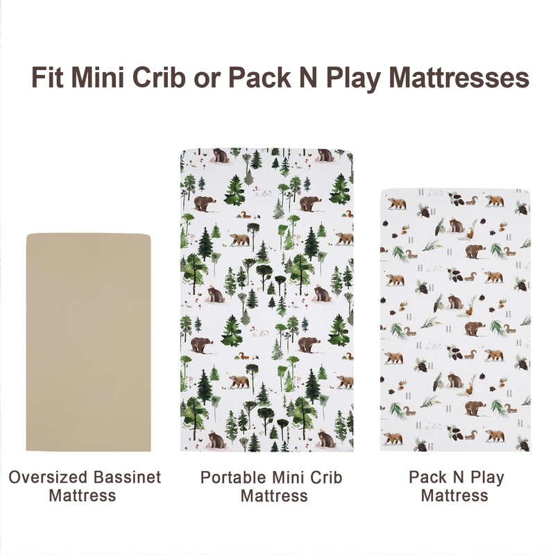 david's kids 3 Pack Mini Crib Sheets, Ultra Soft Comfy