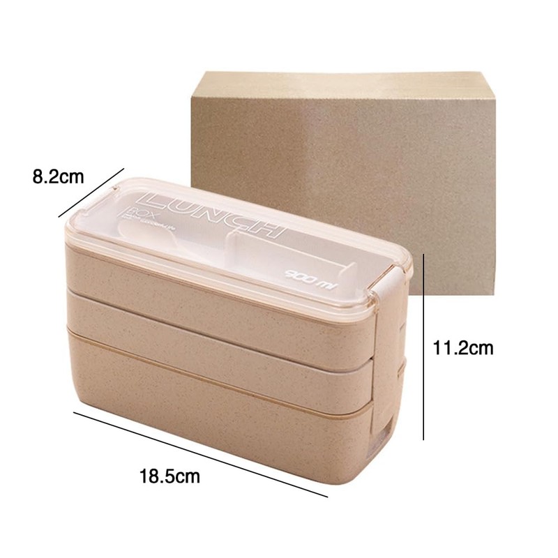 Bento Box Lunch Box 3-in-1 Compartment Containers Leakproof Stackable Bento
