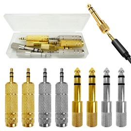 Lechengjia 8 Pieces Headphone Adapter 6.35 mm (1/4 Inch) Male to 3.5 mm Female and Audio Stereo Plug 3.5 mm Male to 6.35 mm (1/4 Inch) Female