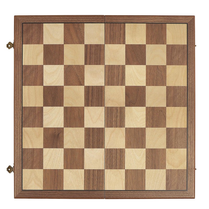 OUMODA Walnut 15" Magnetic Checkers Board Game Set - Folding