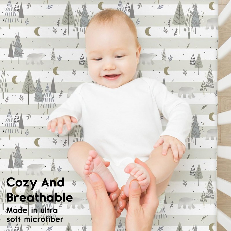 Yoofoss Travel Cot Sheets 95 x 65cm Fitted Cozy &