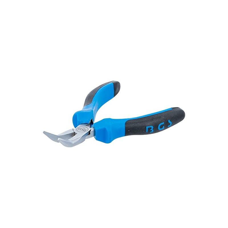 BGS 383 Bent Spring Loaded Electronic Long Nose Pliers, Silver/Black/Blue,