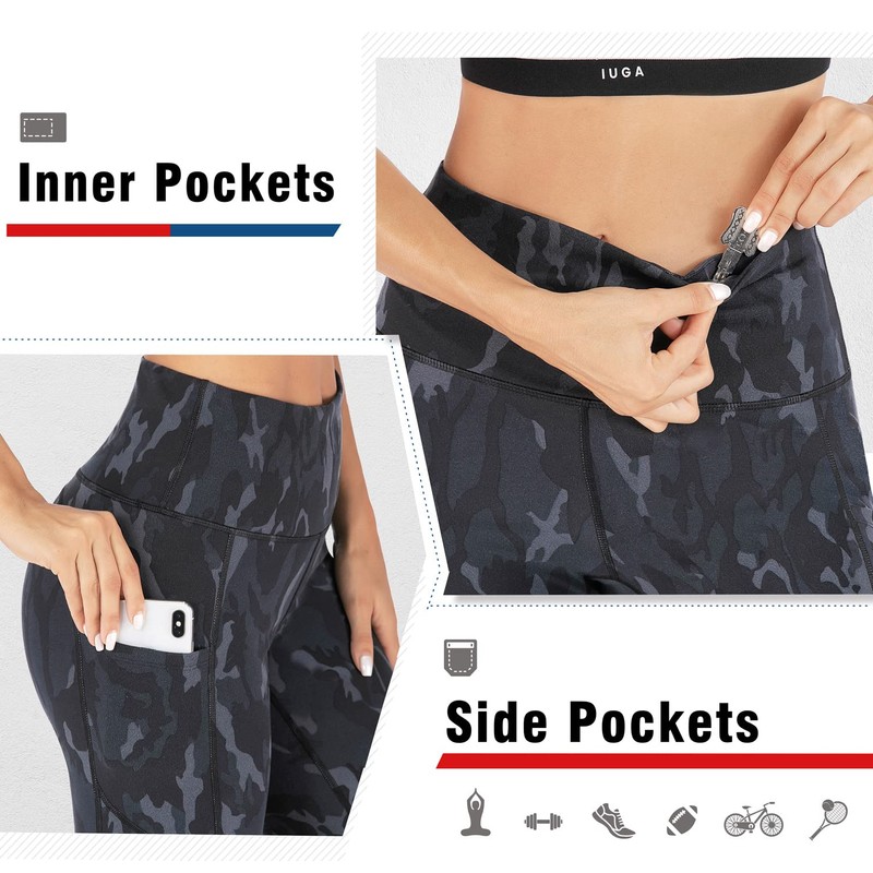 IUGA High Waisted Yoga Pants for Women with Pockets Capri