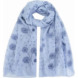 Dandelion Celebrity Designer Scarf Womens Scarf Shawl Wrap Ladies Long Scarf (Light Blue With Black Dandelion Tree)