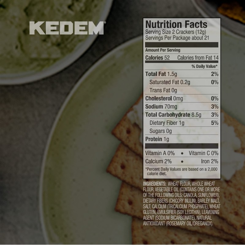 Kedem Whole Wheat Crackers, 9oz (3 Pack) | Wholesome &