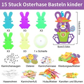 5 Kit Easter Foam Stickers,Kids Crafts Bunny DIY Stickers with Ribbon Make Your Own Card, Easter Crafts for Kids Papeterie Party Toy Gifts