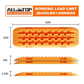 ALL-TOP Recovery Traction Boards, 2PCS, Reinforced Off Road Bendable Tire Friction Tracks (3rd Gen, Orange)
