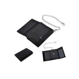 Weenwill Children's Slim Black Purse Boys Wallet Children with Chain Clip Zip Foldable Triple Purse Children's Purse Wallet, black, S, Modern