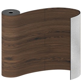 Freshtour Vinyl Flooring Roll, Wood Grain Peel and Stick Floor Tiles 23.6"x 118"/19 Sq.Ft, Wear-Resistant and Waterproof Vinyl Plank Flooring for Bedroom Living Room Kitchen RV Office, Dark Brown