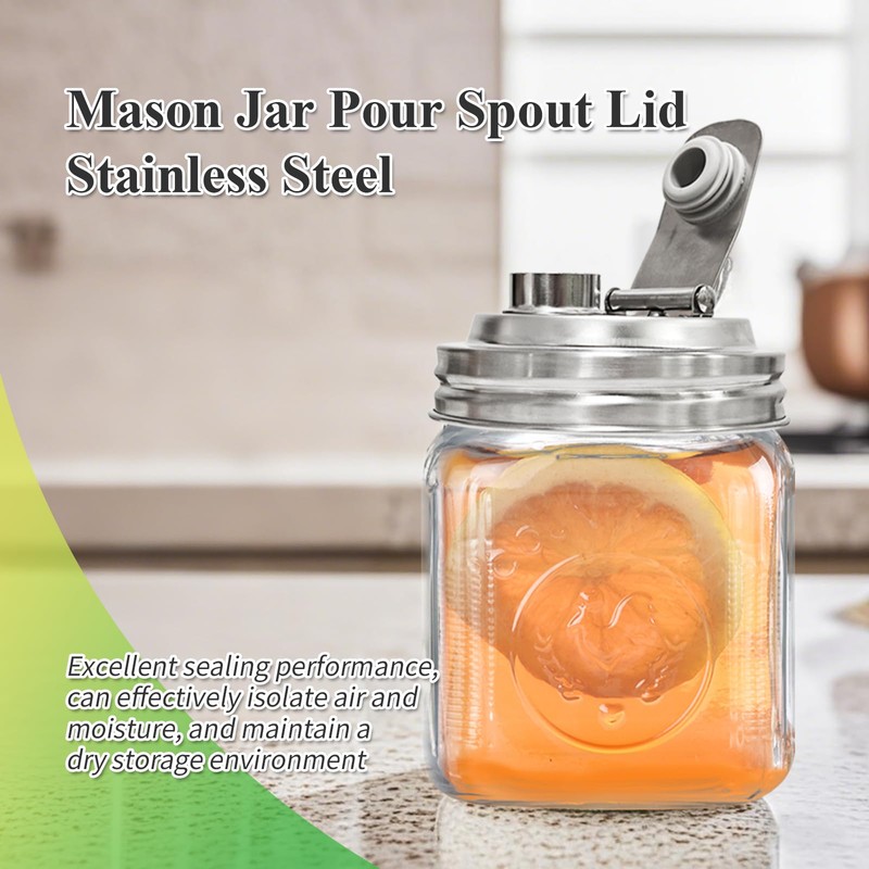 2PCS Mason Jar Pour Spout Lid Stainless Steel,Wide Mouth Pour