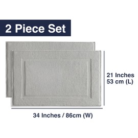 Casual Living 36013 Cotton Bathmat Rug Ring Spun Ultra Soft Super Absorbent Reversible Quick Dry Machine Washable Bath Mats for Bathroom Floor Tub and Shower Home Decor Accessories, 2 Piece, Grey
