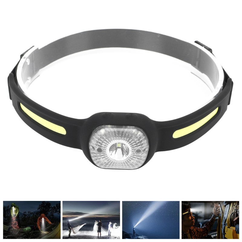 Silicone Headlamp Adjustable Light USB Charging COB Sensing Lamp for