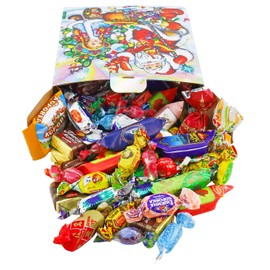 RUSA New Year's Candy Gift Russian Candy Mix Box - Assortment Chocolate Candy Mix – Variety of Russian Candy Cardboard Pack Box Little Squirrel Sisters - 680 g -/ 1.5 Lb, 24 Ounces