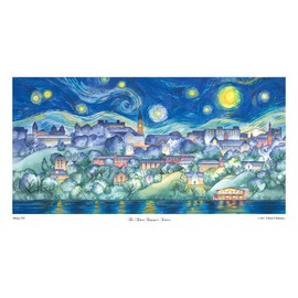 Cornell University Wall Art, Ithaca NY, Vincent van Gogh Starry Night - 12" x 18" Watercolor Print by Cheryl Chalmers