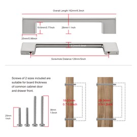 TUNNY 10 Pack Classic Cabinet Handles-5"/128mm Screw Spacing Brushed Nickel Furniture Hardware Handles for Kitchen Cabinets Bedroom Cabinet Pull