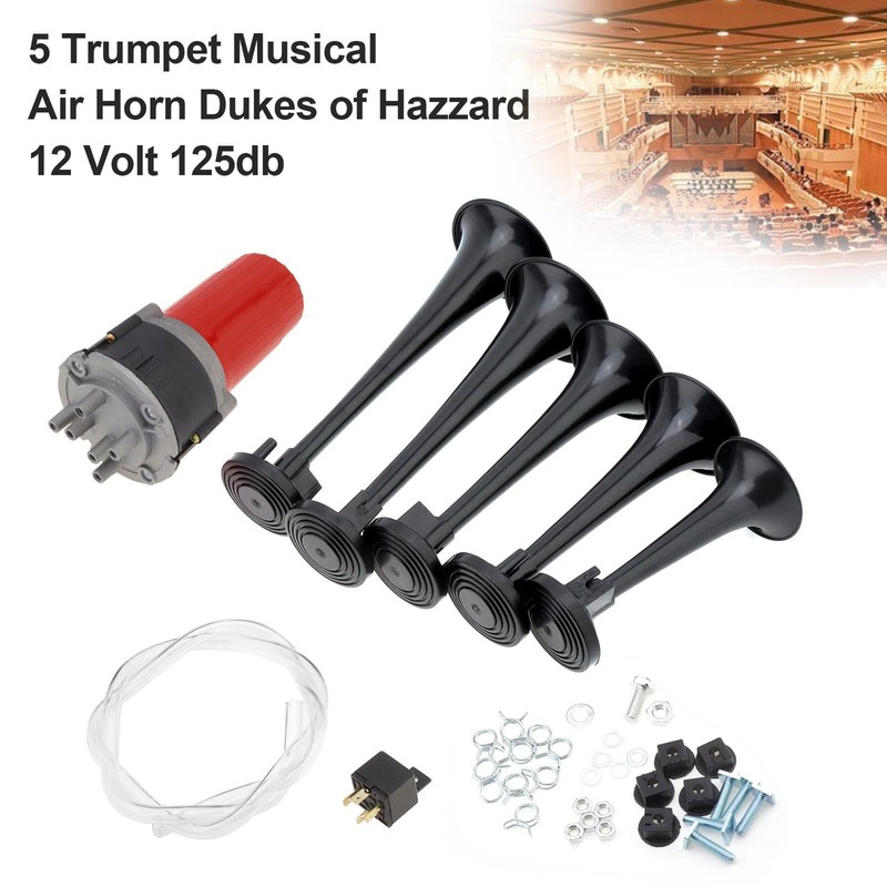 DriSentri 5pcs 125dB Black Trumpet Musical Dixie Car Duke of