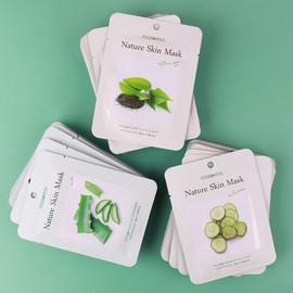 Food Aholic (30 Sheets) Nature Skin Soothing Mask Pack (Cucumber, Aloe, Green Tea) / (30매)네이처스킨 진정 마스크팩(오이.알로에.녹차)