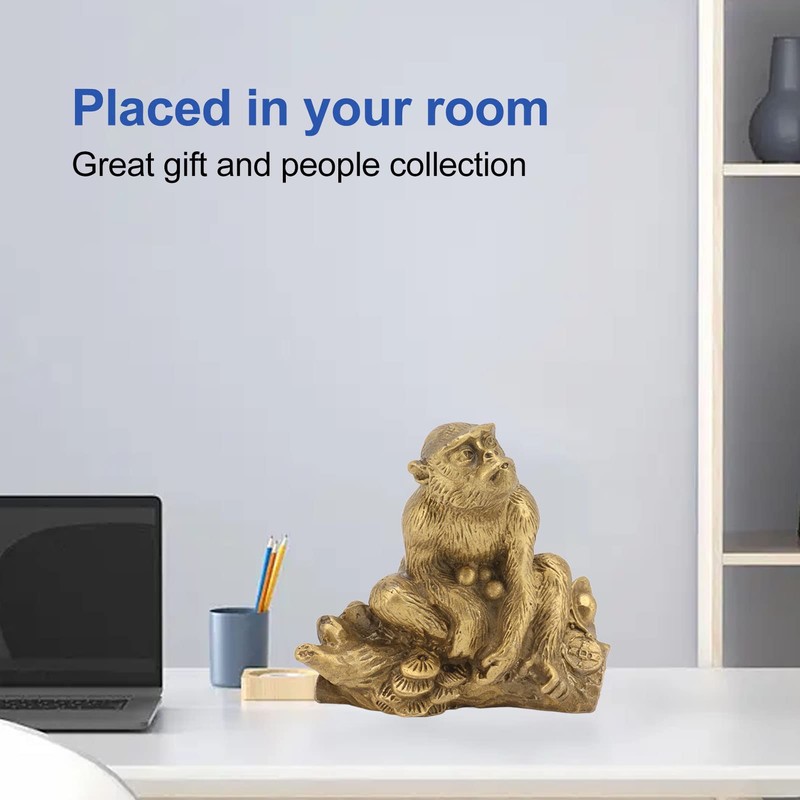 Grcfumo Brass Monkey Figurine, Statue, Ornament for Home Decor Collectibles