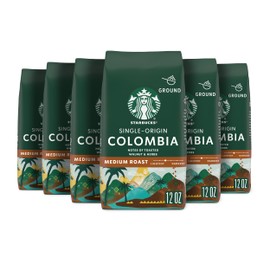 Starbucks Ground Coffee, Medium Roast Hot or Iced Coffee, Single-Origin Colombia, Six 12 oz Bags​