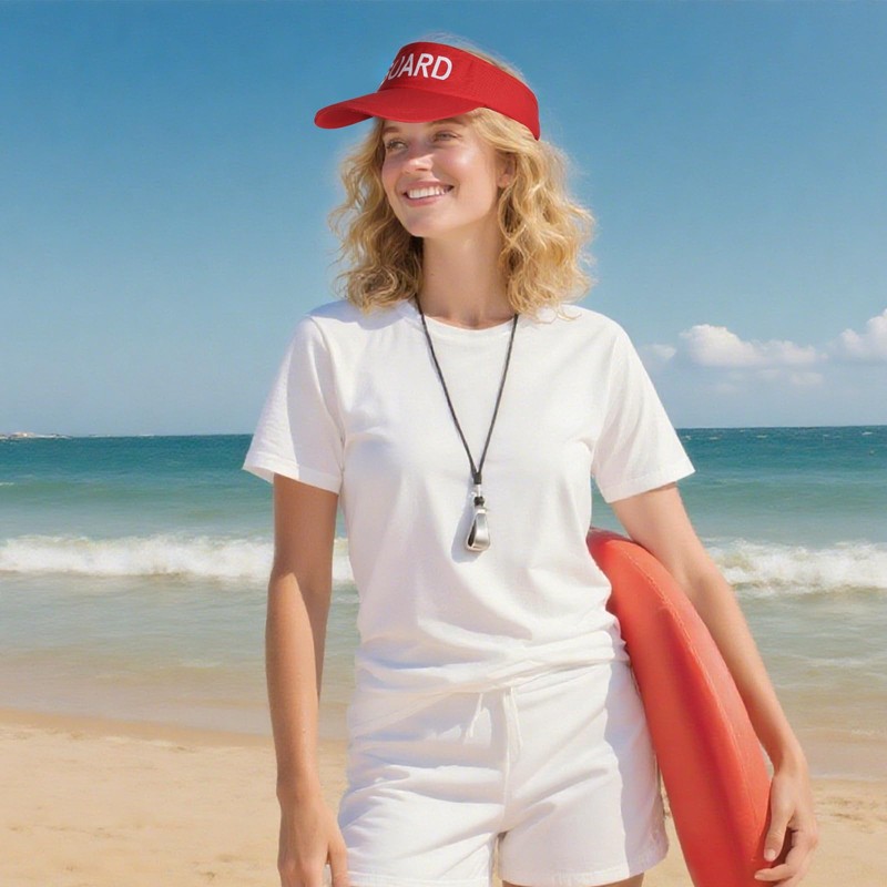 Marrywindix 1 Pcs Red Lifeguard Visor Hat Sport Wear Athletic
