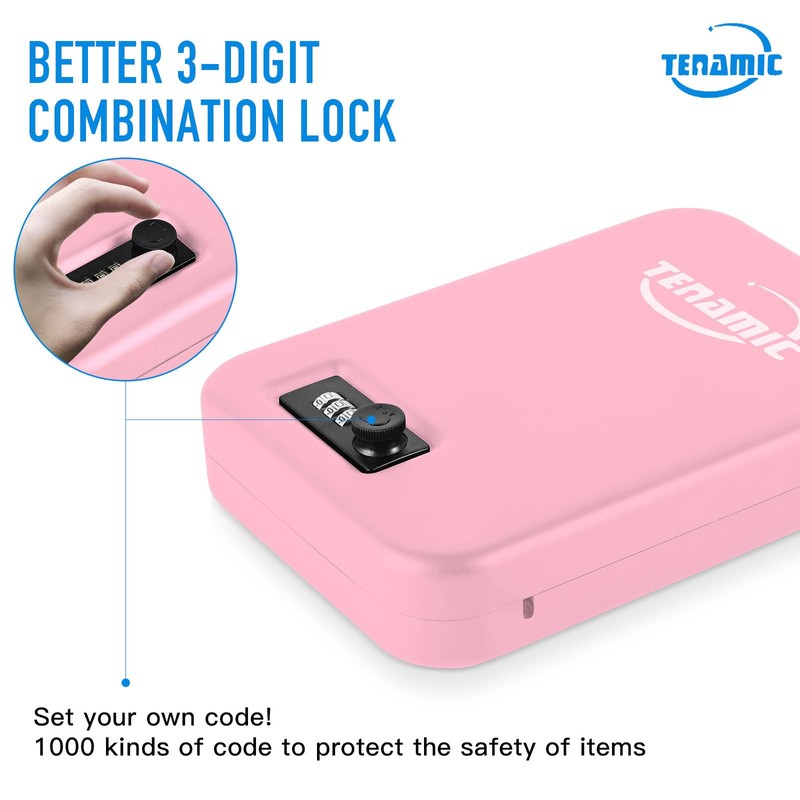 TENAMIC Pistol Safe, Portable Travel Gun Safe, Solid Steel Handgun