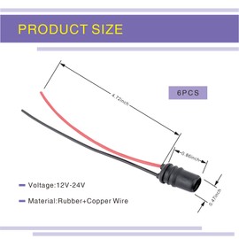 Polcatay 6 PCS T10 Instrument Bulb Socket, W5W 194 Bulb Round Mouth Pre-Wired Connector, Waterproof and Heat-Resistant Plug-and-Play Extension Harness Lamp Holder, for Cars Trucks (Black)