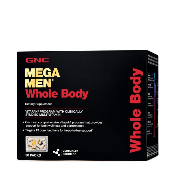 GNC Mega Men Whole Body Vitapak, | Supports Wellness and Performance | 30 Pack