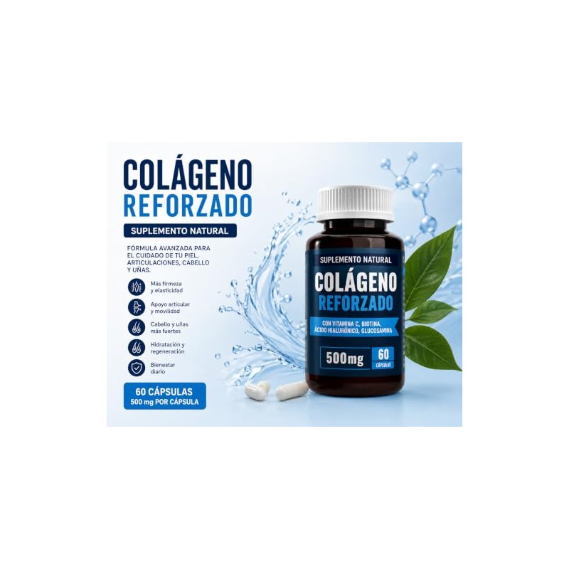 COLÁGENO REFORZADO Fórmula Premium, 60 Cápsulas de 500mg