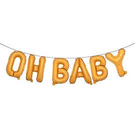 16 Inch Oh Baby Foil Letters Balloons Banner Hanging Party Kit for Baby Shower Gender Reveal Party Decoration Supplies (OH BABY Orange)