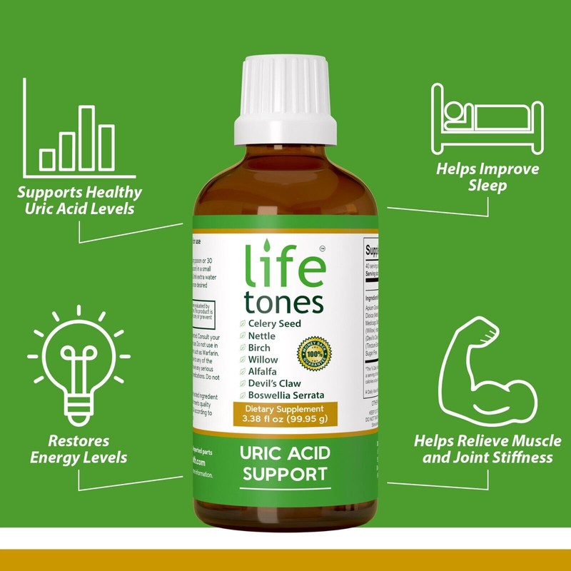 Lifetones Uric Acid Support Liquid Tincture - 3.38 Fl Oz