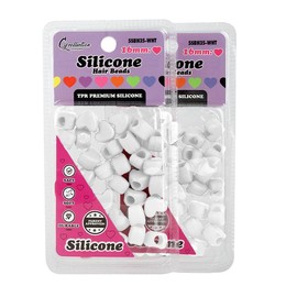 2 Pack Heart Shaped Silicone Hair Beads – 70 PCS 16mm, Premium Soft Rubber, Noiseless, Painless, Light for Women Girls Stylish Braiding:_White