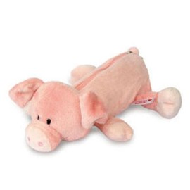 NICI Pink Pig Figure case, Animal Figure Bag, Dog Plush, Ladies Cosmetic Bag