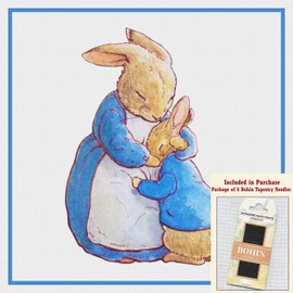 Beatrix Potter Mama Bunny Hugs Peter Rabbit Counted Cross Stitch Pattern with Needles
