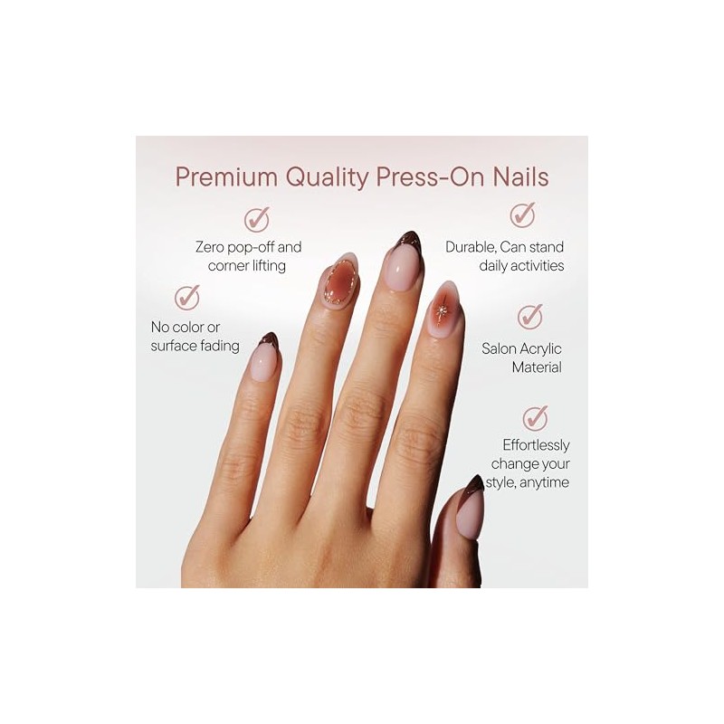 Celebritips Uñas Postizas Decorativas | Amber Muse, Uñas Cortas Almendradas,