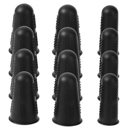 Rubber Fingers Tips, 12 Pcs Black Silicone Finger Tip Protectors 3 Size Reusable Fingers Covers Finger Grips for Sorting Paper Ironing Sewing
