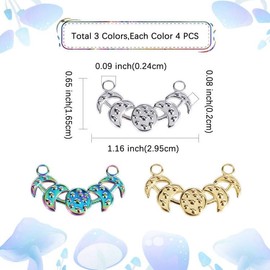 COGCHARGER 12Pcs Moon Phase Connector Charms Pendant Crescent Link Charms Stainless Steel Metal Charms for Jewelry Bracelets Necklace Making DIY Craft Supplies