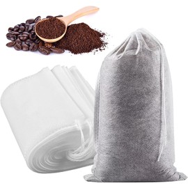 Yzurbu 100pcs Cold Brew Coffee Bags, 6'' x 8'' No Mess Disposable Filter Bag with Drawstring for Coffee Grounds & Ice Tea