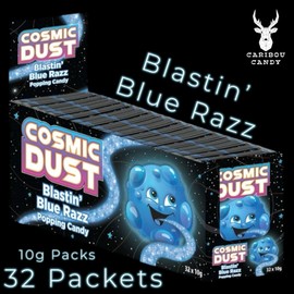 Cosmic Dust Blastin' Blue Razz Popping Candy - 32 Packets of 10g Display Box - Fun and Exciting Popping Sensation - Great for Parties