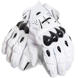 Kaedear KDR-GL1-W-M Men’s Motorcycle Gloves, Smartphone and Touchscreen Compatible, Punched Goatskin Leather, Carbon Protectors, Non-Slip, Impact Resistant, Breathable, For Spring, Summer, Fall