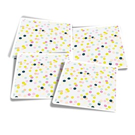 Vinyl Square Stickers (Set of 4) 10cm - Pink Yellow Blue Dot Pattern Graduation for Laptops, Tablets, Luggage, Scrap Booking, Fridges #170328