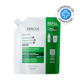 Vichy Dercos Eco-Refill Shampoo Anticaspa Para Cabello Normal a Graso Trata Caspa y Picazón (-72% Plástico) 390ml