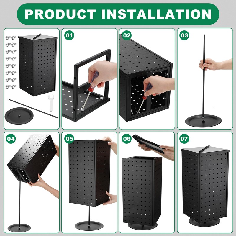 Wesiti Pegboard Metal Rotating Display Stand with 20 Hooks 4