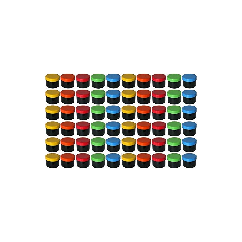 60 Ointment Containers, Cream Jars, Flat Black, 35 ml Content