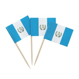 100 Pcs Guatemala Flag Guatemalan Toothpick Flags, Small Mini Stick Cupcake Toppers Guatemalan Flags