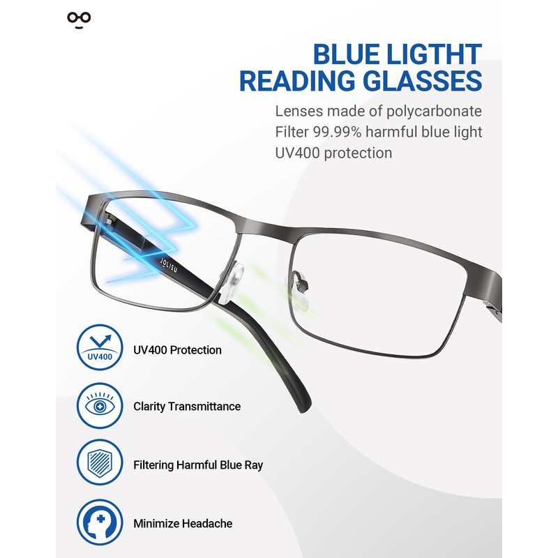 JOLISU 5PCS Reading Glasses Men - Blue Light Blocking Computer