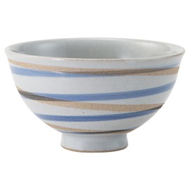 Arita Ware 74104 Rice Bowl, Diameter Approx. 4.3 inches (11 cm), Spiral Blue, Made in Japan