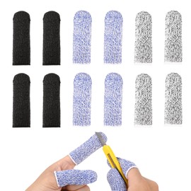 Cut Resistant Finger Cots, 12 Pack Reusable Finger Sleeve Protectors Finger Guards for Cutting Food, Anti-Slip Finger Covers Protection for Finger Tips, Finger Protectors for Crocheting Sewing
