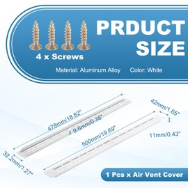 PATIKIL Door Air Vent Cover, 20 x 1.7 Inch (Outer Dimensions) Aluminum Louvered Ventilation Grille Rectangle Toe Kick Vent with Mounting Screws for Shoe Cabinet Wardrobe, White