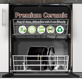 Inodoca Smart Ceramic Cat Water Fountain, 2.3L/78oz, Wireless Rechargeable, Eco-Friendly Automatic Pet Water Dispenser, Quiet Pump, Intelligent Water Flow Design, Indoor and Outdoor (Black, Standard)