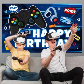 Video Game Birthday Decorations, 71'' x 43'' Gamer Backdrop Video Game Backdrop Birthday Background Gaming Theme Party Background, Gaming Theme Background for Gamer Party Decorations